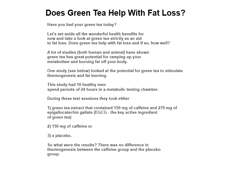 does green tea help with weight loss